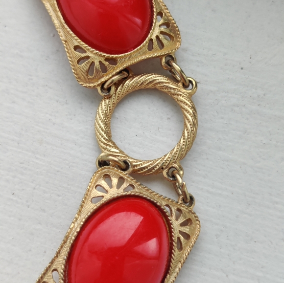 Vintage High End Gold And Red Necklace - Picture 4 of 6